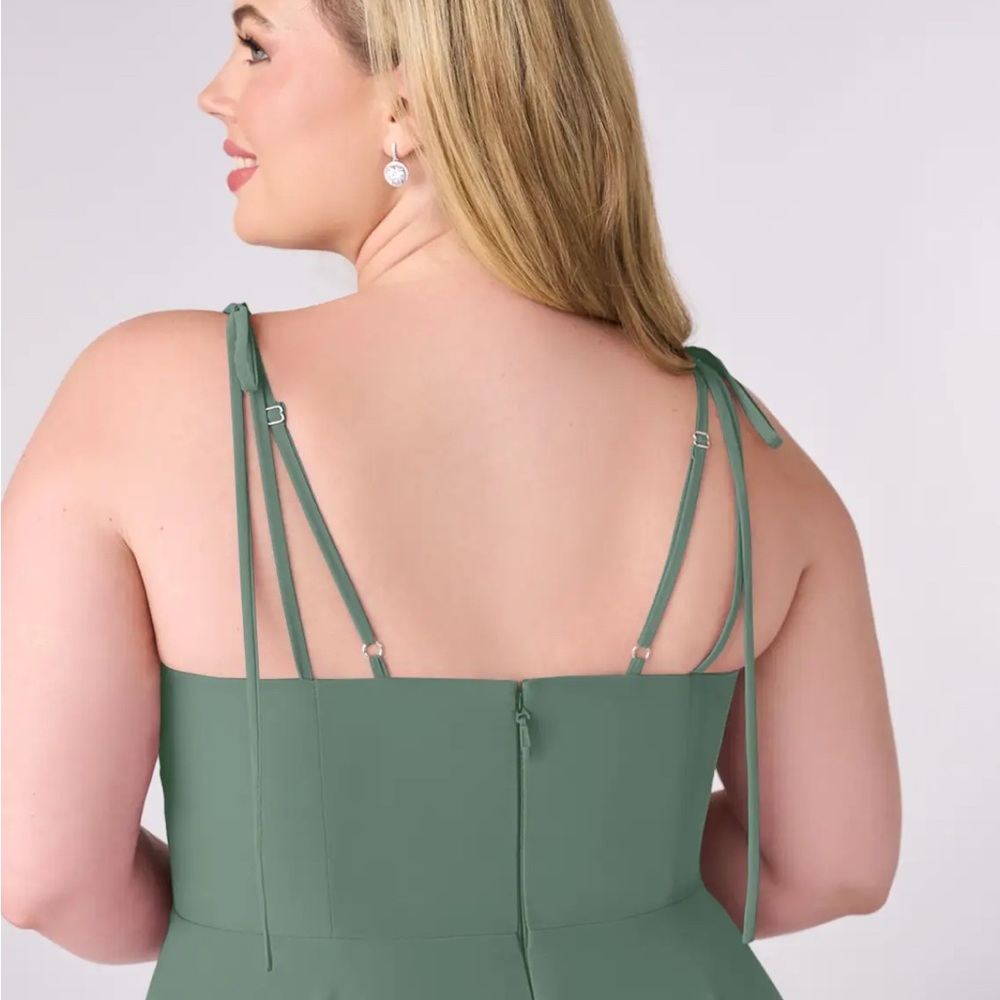 Azazie Eucalyptus A-line Bow Chiffon Dress - Picture 6 of 7